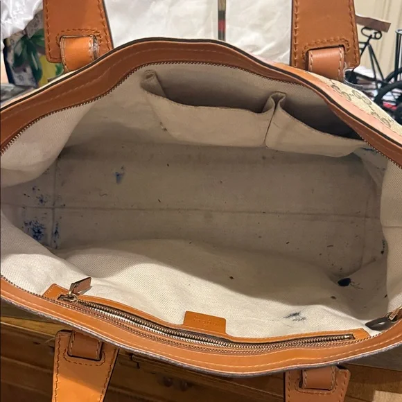 Gucci Beige and Brown Tote with Green and Red Stripes - Picture 5 of 5